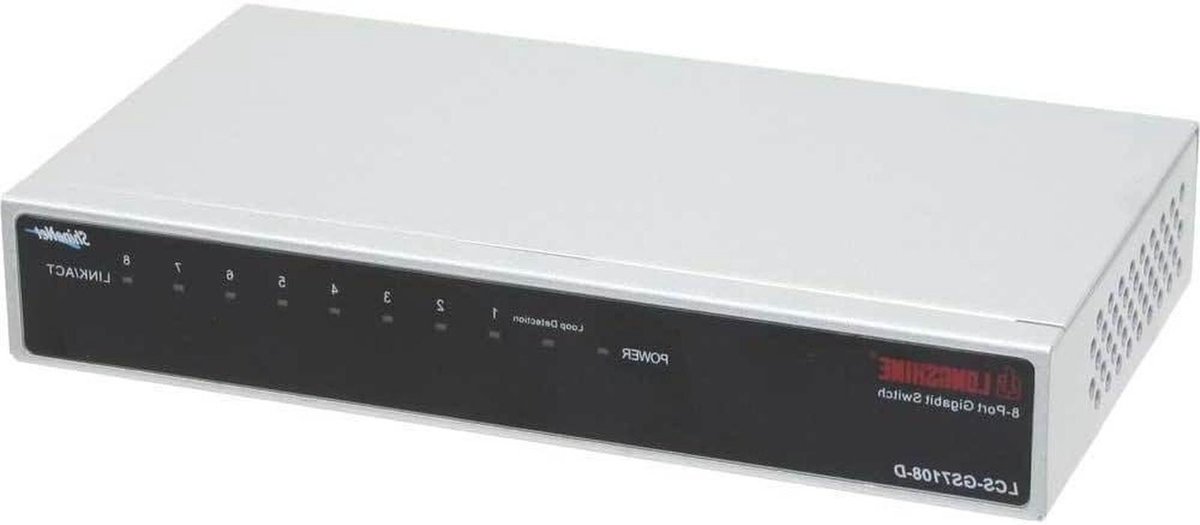 Netwerk Switch - Gigabit Hub - Snelle Netwerkverbinding - Metaal Robuust - 8 Poorten - Zilver