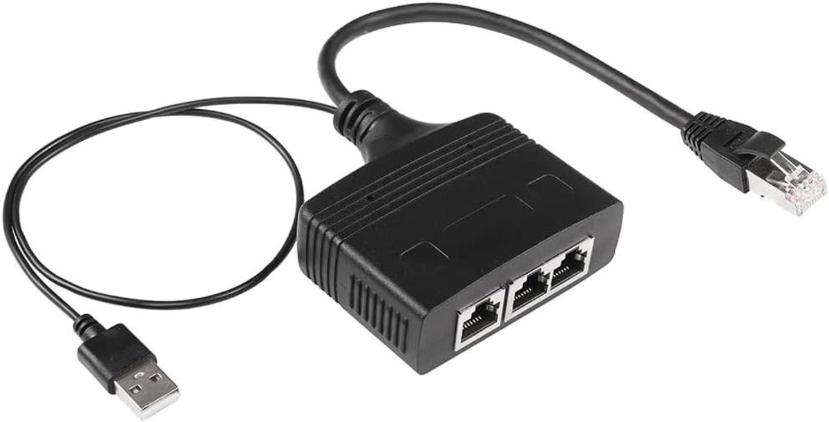 Netwerkverdeler RJ45 - Ethernet Splitter - Internet Delen - 1 naar 3 Poorten - 12 x 5 x 3 cm