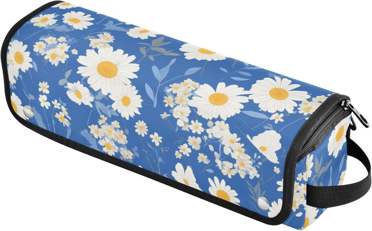 Reistas Haarstyling Tools - Opbergtas Organizer - Veilig Opbergen - Hittebestendige Mat - 37 cm Lengte - Blauw Wit