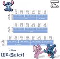 Maattabel voor Lilo & Stitch pantoffels voor kinderen.