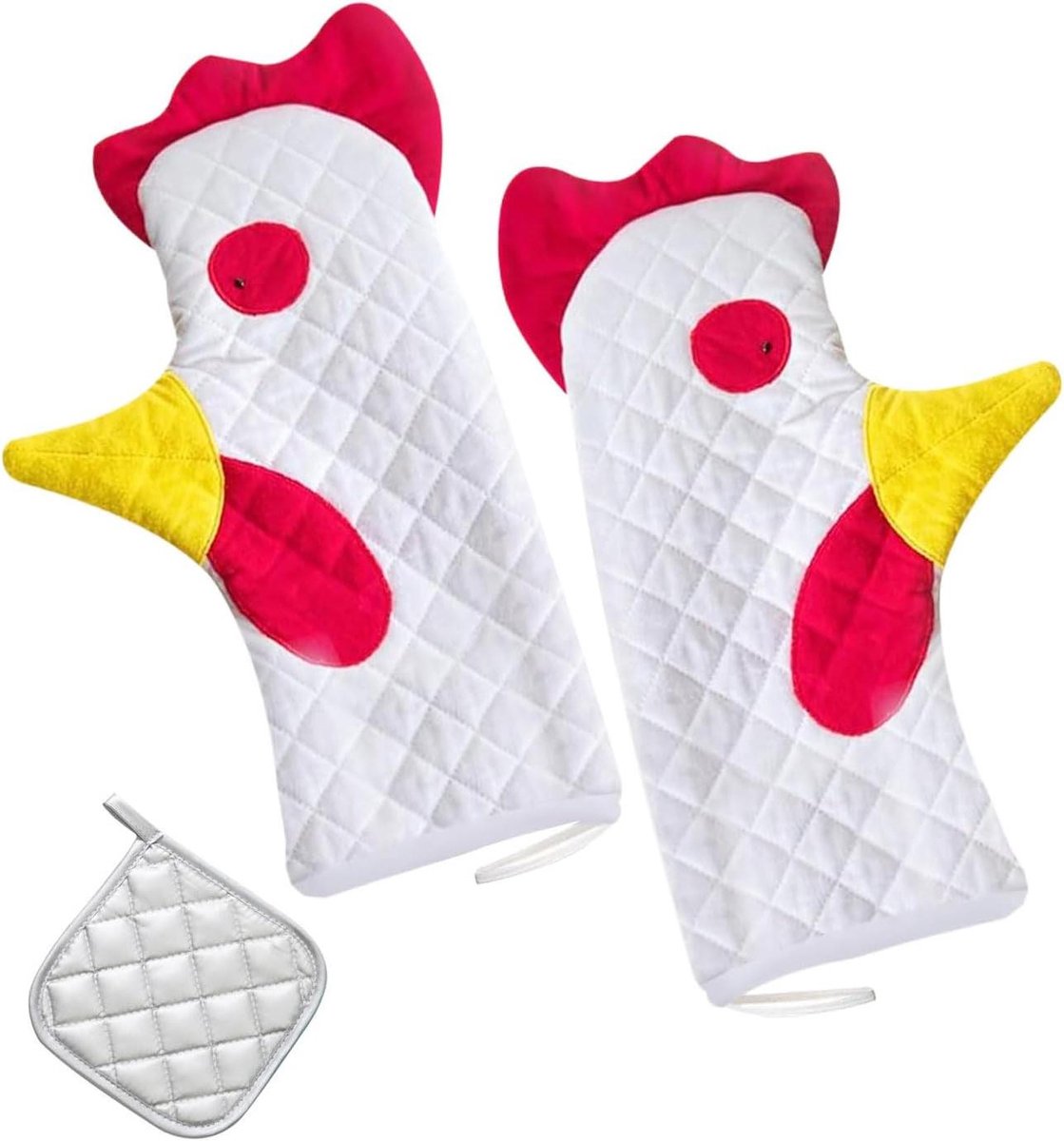 Ovenwanten Haan Print - Bakwanten Keukenwanten - Hitte Beschermen - Wasbare Stof - 19 x 31 cm - Meerdere Kleuren