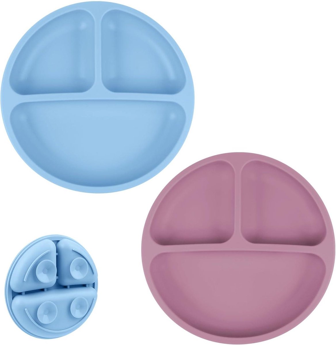Babyservies met Zuignap - Kinderbord Eetset - Zelfstandig Eten - Krachtige Zuigkracht - 19.5 x 19.5 cm - Roze/Blauw