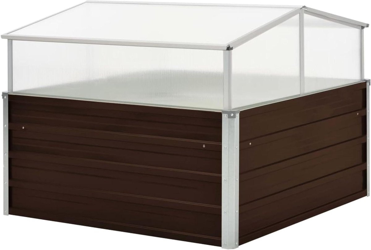 Tuinkas - Broeikas Moestuin - Planten Beschermen - Verzinkt Stalen Frame - 100 x 100 x 85 cm - Bruin