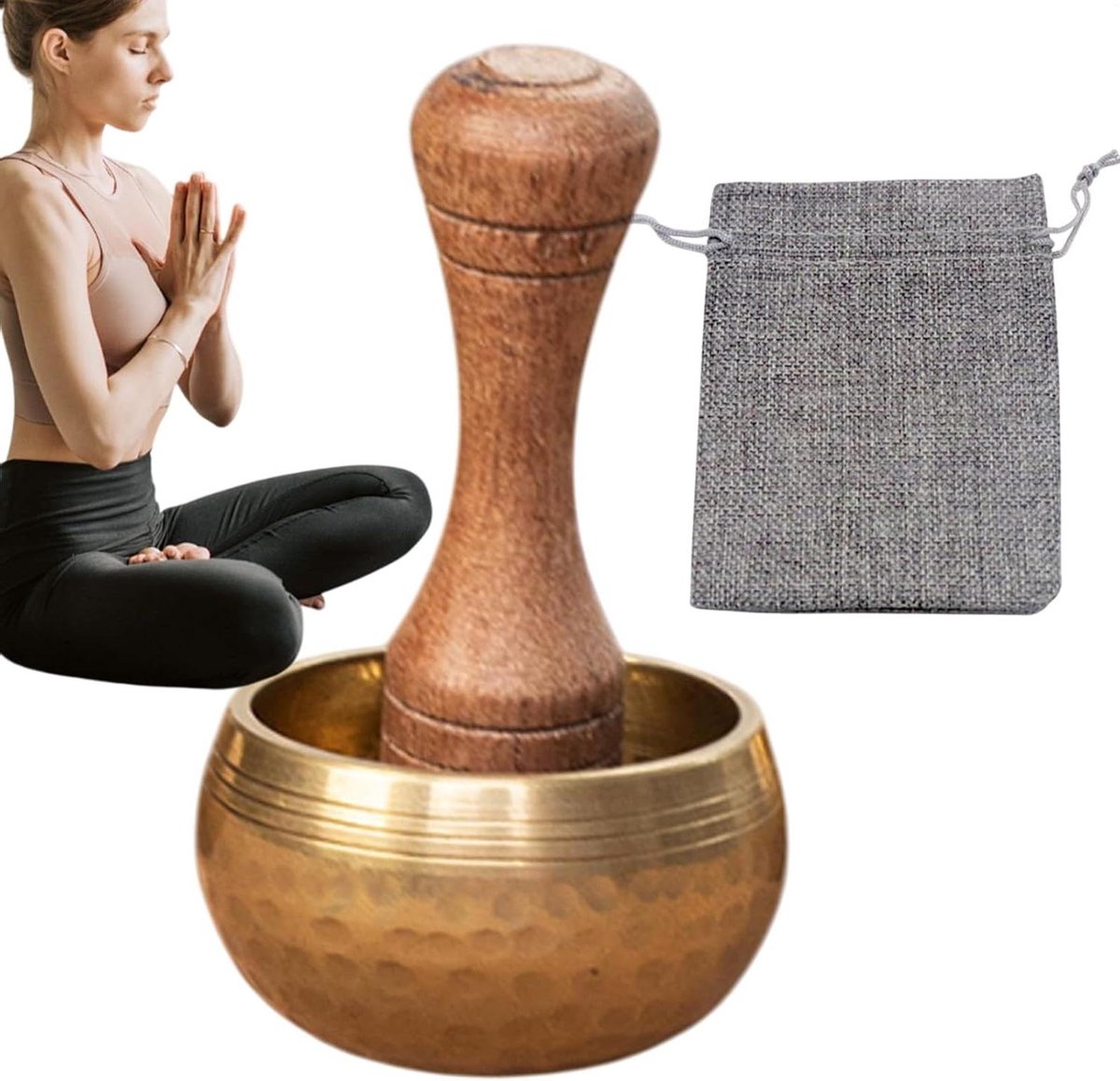Klankschaal set - Meditatie kom Tibetaans - Ontspanning en mindfulness - Handgemaakt messing - 14 cm - Niet gespecificeerd