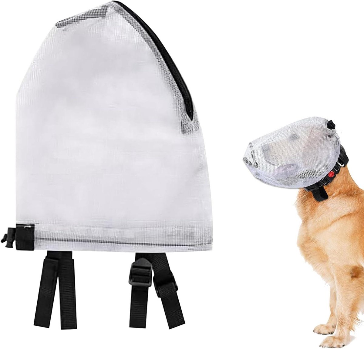 Honden Kap - Hondenmasker Oren - Huisdier Verzorging - Ademend en Lichtgewicht - Maat L - Wit