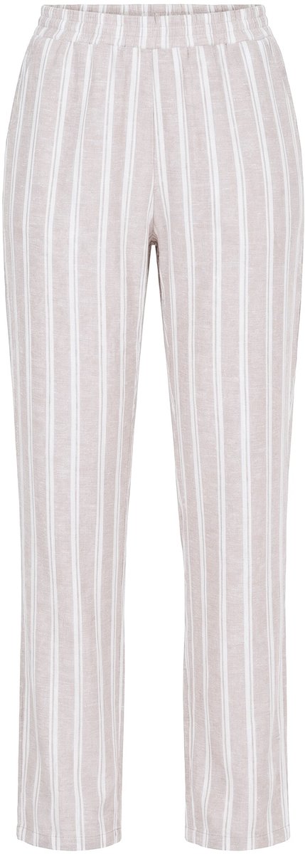 Ulla Popken - Dames - Linnen broek Ruby strepen rechte pijpen - Room - Maat 42+