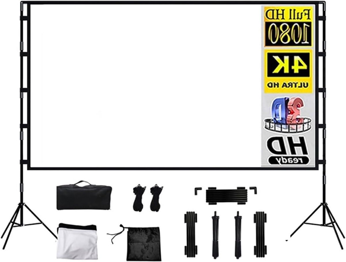 Projectiescherm Statief - Opvouwbaar Scherm - Buiten Films Kijken - Dubbel Statief - 100 inch - Wit
