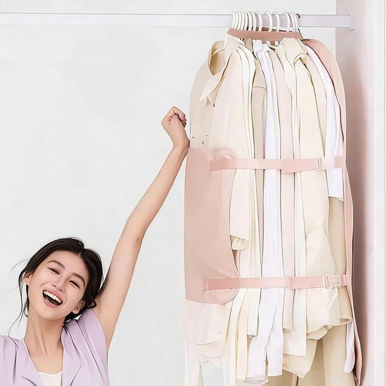 Vacuüm opbergzakken - Ruimtebesparende tassen - Kleding organiseren - Kreukvrij opbergen - 90 x 58 cm - Roze — afbeelding 5