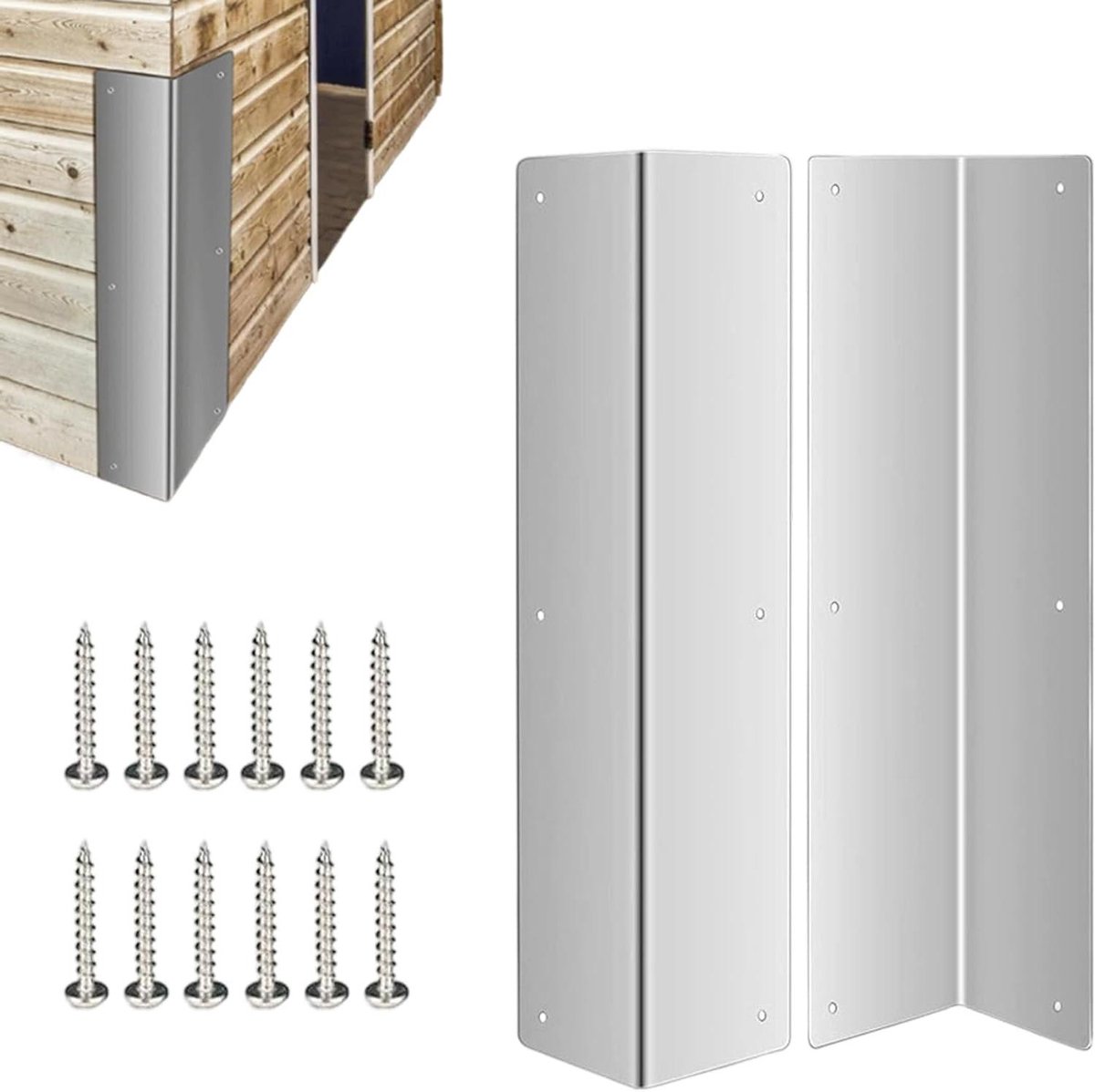 Metalen hoekbescherming - Randbeschermers 2 stuks - Meubels beschermen - Geïntegreerde schokabsorptie - 41 cm lengte - Zilver