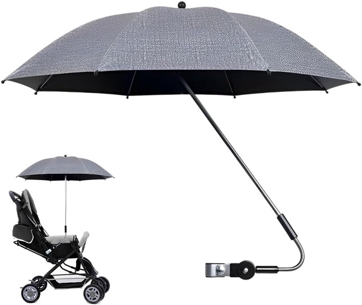 UV Beschermende Parasol voor Kinderwagens, Universele Buggy Parasol met Diameter 82 cm, Ideaal voor Rond en Ovaal Buizen