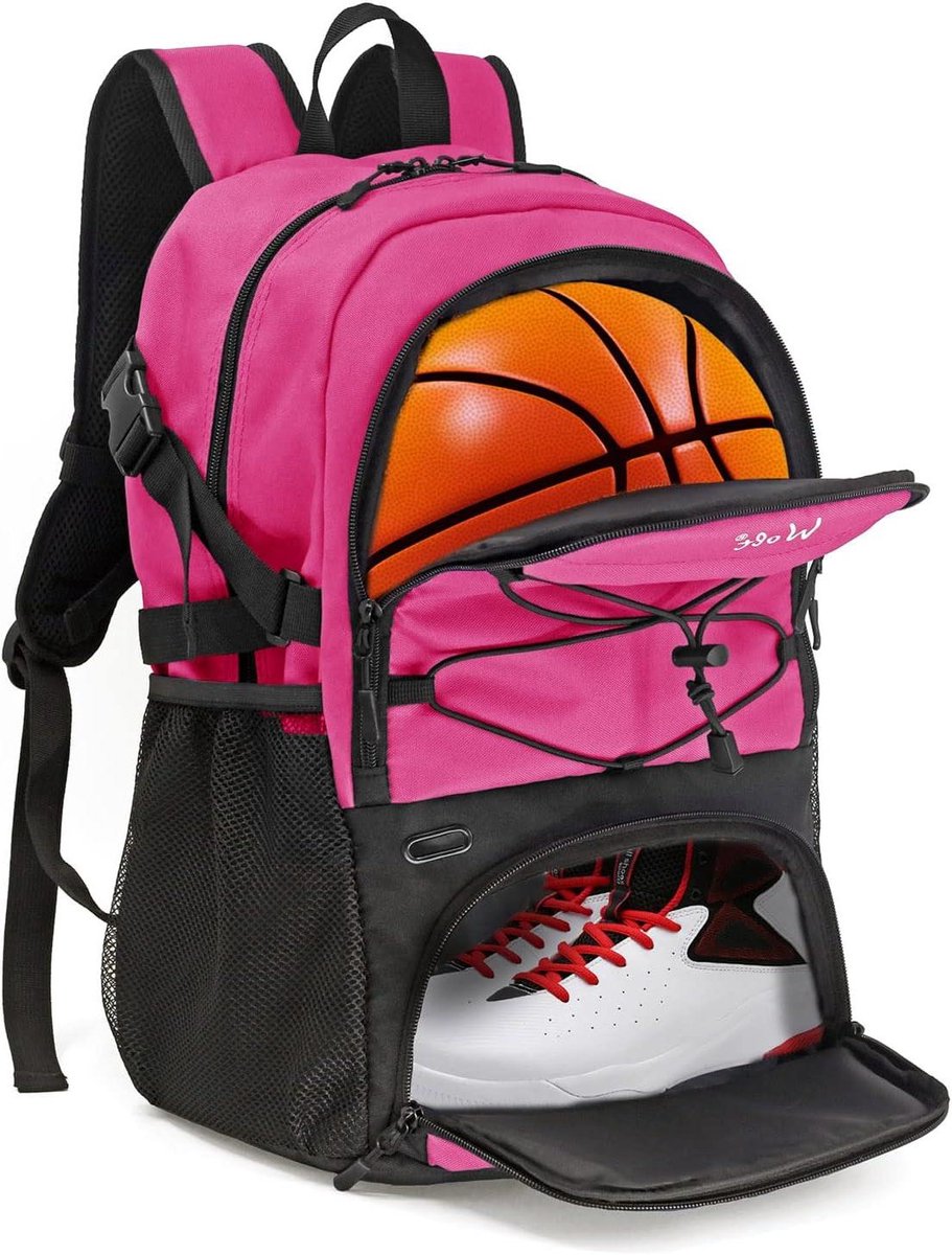 Sportrugzak - Voetbaltas Basketbaltas - Sportuitrusting Dragen - Apart Bal & Schoenenvak - 30 Liter Capaciteit - Roze