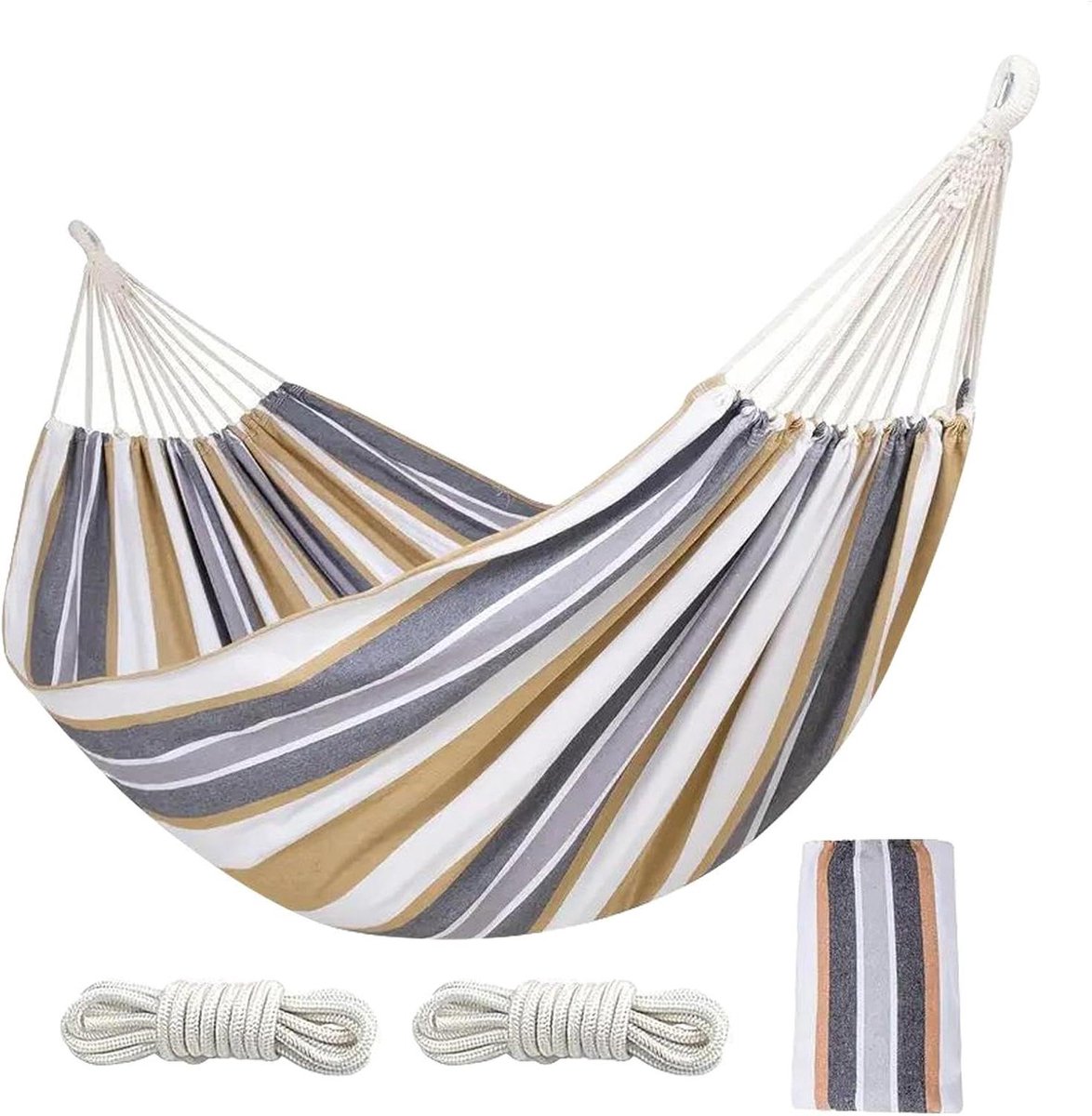 Draagbare hangmat - Outdoor schommel - Ontspannen in de natuur - Verdikte stof - 38x16 cm - Gestreepte kleuren