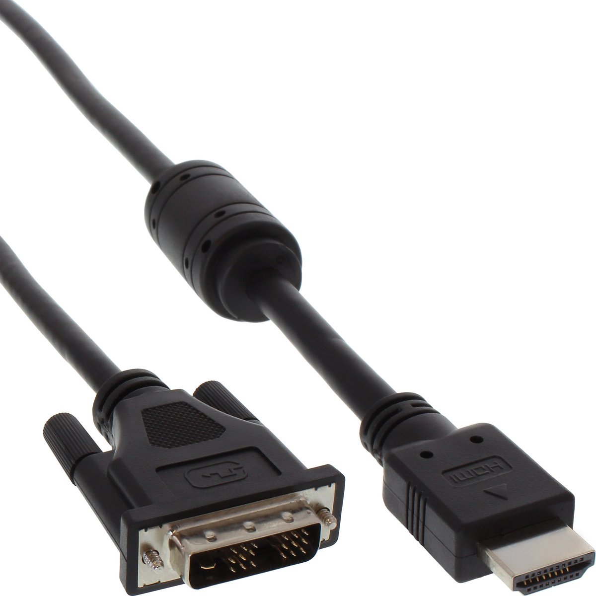 InLine® HDMI-DVI-adapterkabel, 19-pins male naar 18+1 male, met ferriet, 1,5 m
