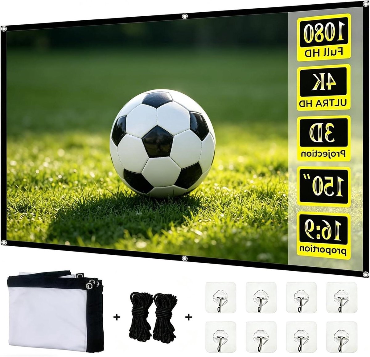 Projectorscherm - Beamer canvas - Thuisbioscoop creëren - Kreukvrij polyester - 100 inch - Wit