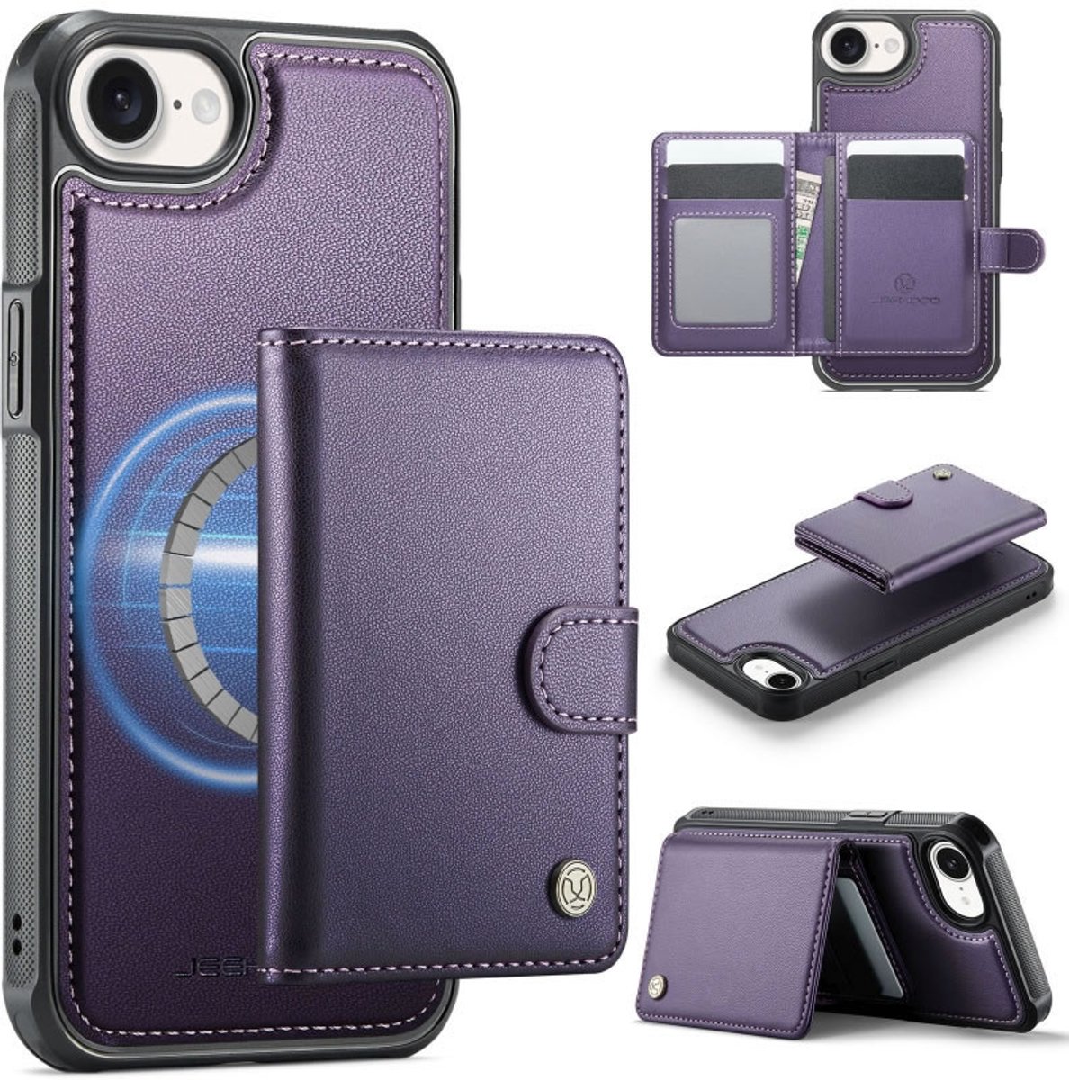 Luxe 2-in-1 Backcover + Magnetische/Afneembare Kaarthouder voor iPhone 17e / 16e _ Paars