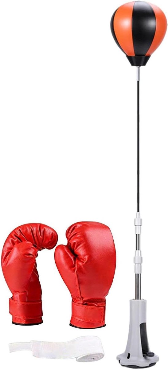 Boks Oefenbal - Trainingsapparaat - Verbeteren Reflexen - Zuignap Stabiliteit - 100-150 cm - Zwart