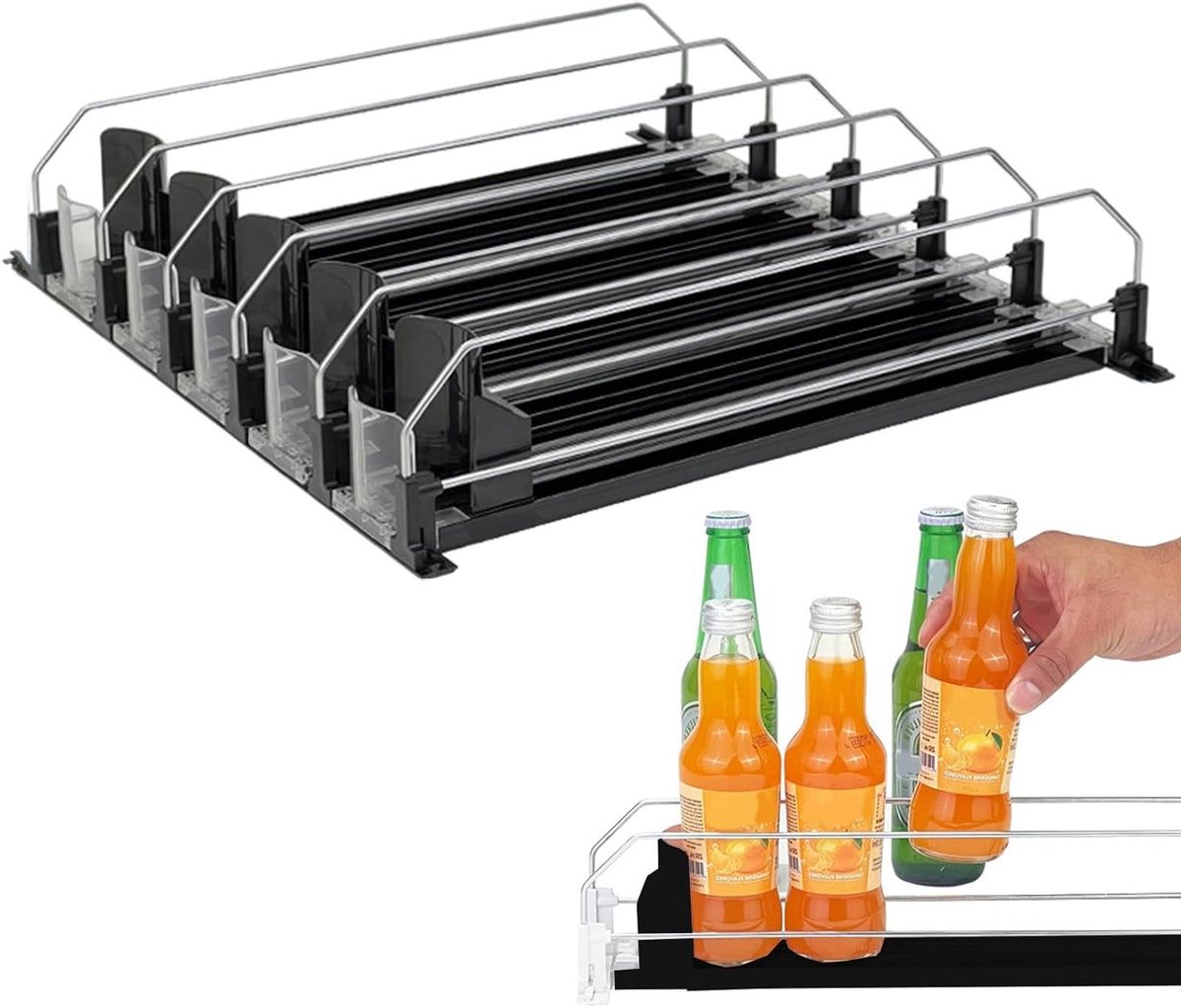 Blikjes Organizer - Drank Dispenser - Koelkast Ordenen - Automatisch Doseerrek - 5-6 Blikjes Per Rij - Transparant