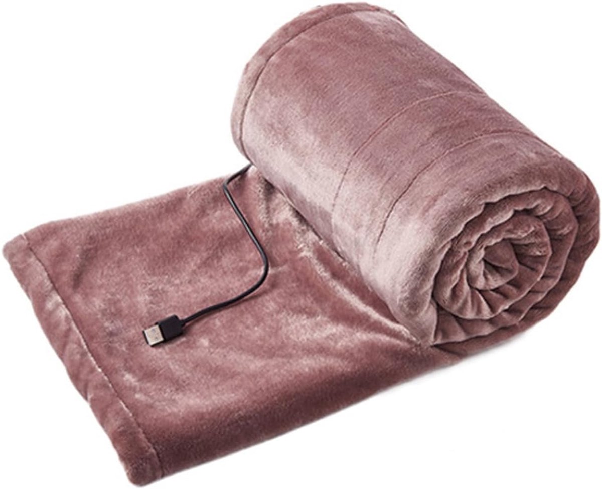 Verwarmde Deken - Elektrische Plaid - Gezellig Thuis - Draadloos USB - 160x80 cm - Roze