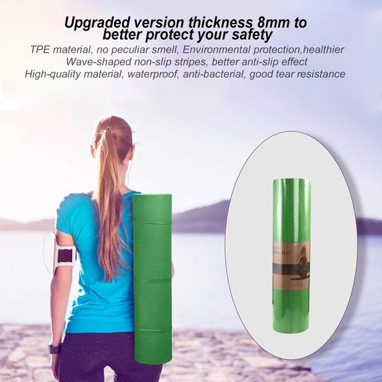Yogamat - Oefenmat - Thuis trainen - Extra dikke demping - 8 mm dik - Paars van Yogamat — afbeelding 3