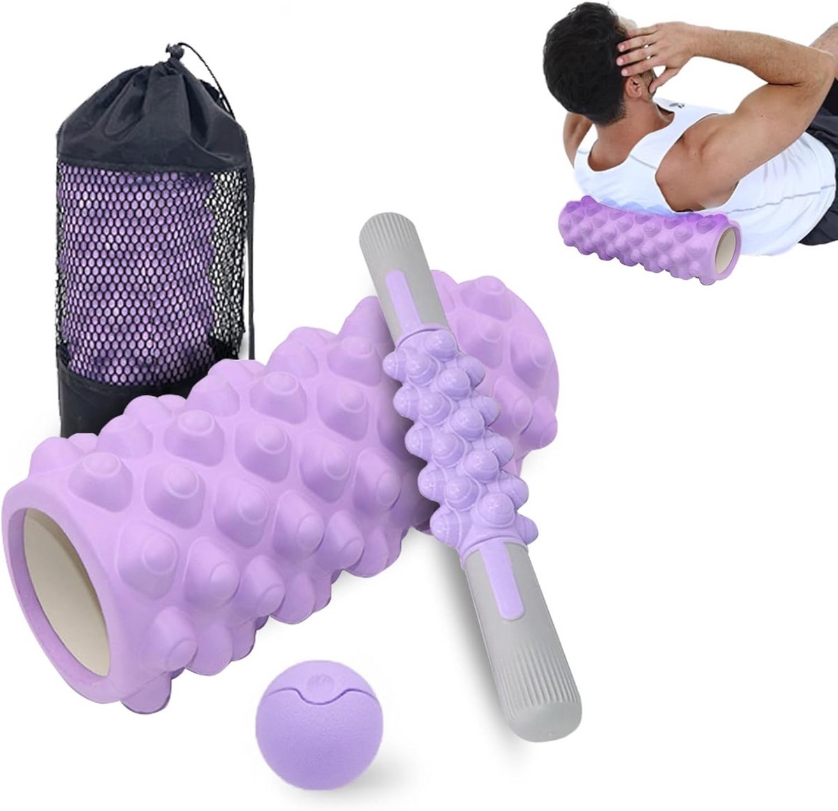 3-in-1 Fasciaroller Set voor Spierontspanning en Cellulitis Vermindering