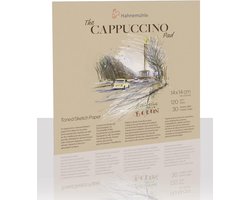 Hahnemühle The Cappuccino Pad, 120g/m², 30 vellen/60 pagina's, schetspapier, getint tekenpapier (14 x 14 cm)