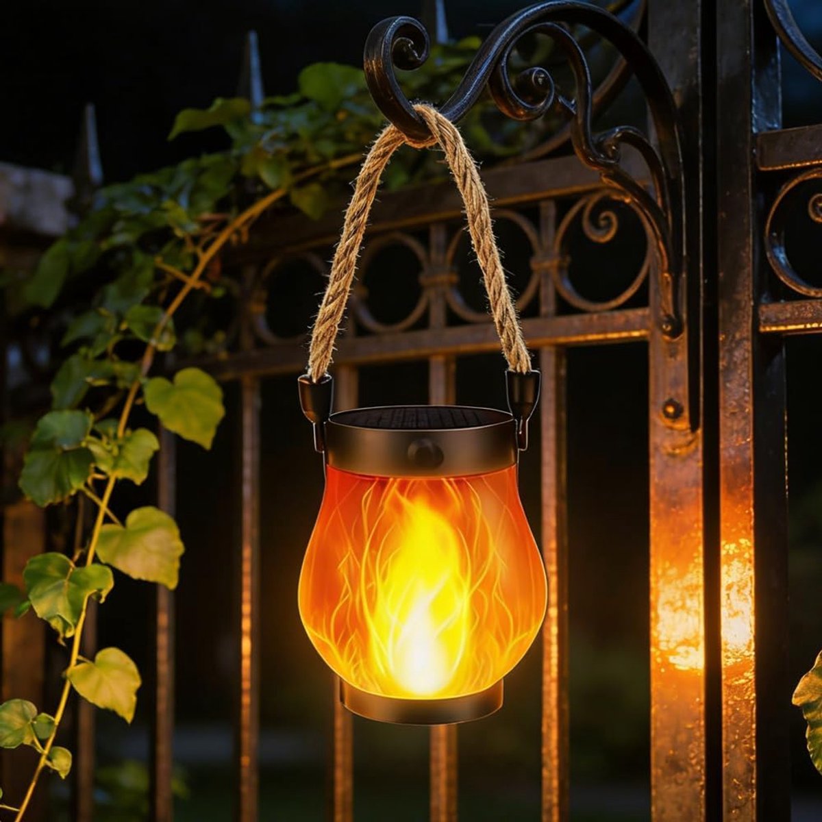 Solar Vlam Lantaarn - Buitenlamp Sfeer - Tuin Decoratie - Realistisch Vlam Effect - 12x13 