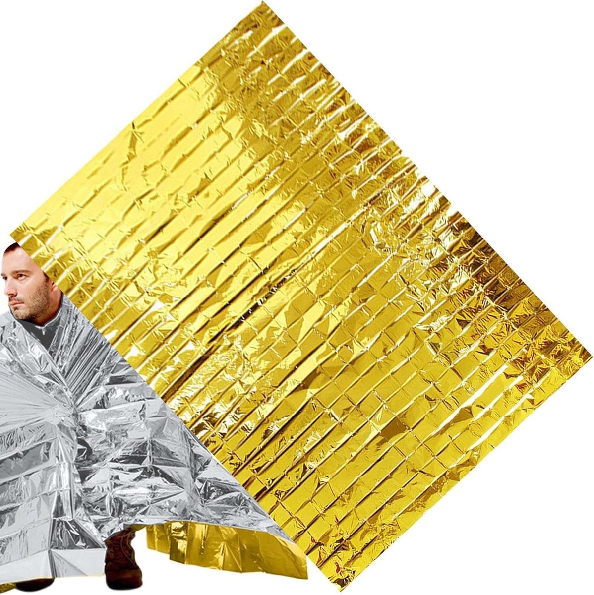 Nooddeken Thermisch - Overlevingsdeken EHBO - Outdoor Veiligheid - Reflecterende Technologie - 160 x 210 cm - Goud/Zilver