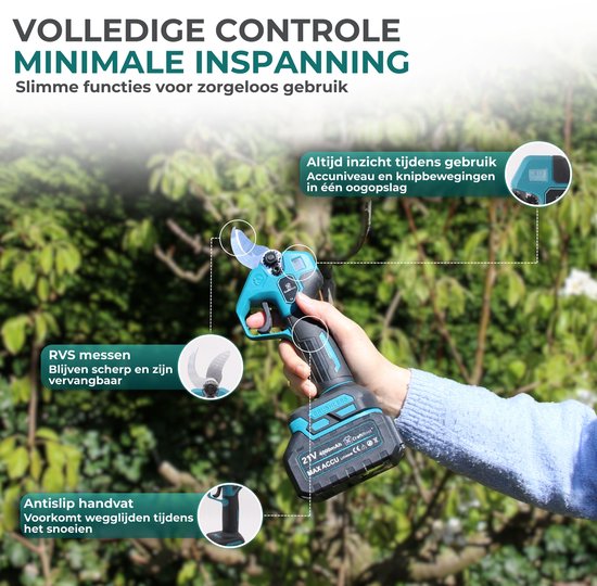 CraftRoot Elektrische Mini Kettingzaag en Elektrische Snoeischaar Combi Set- Draadloze Handkettingzaag en Professionele Takkenschaar met Opbergkoffers en 4X 4.0Ah Accu’s van CraftRoot — afbeelding 5