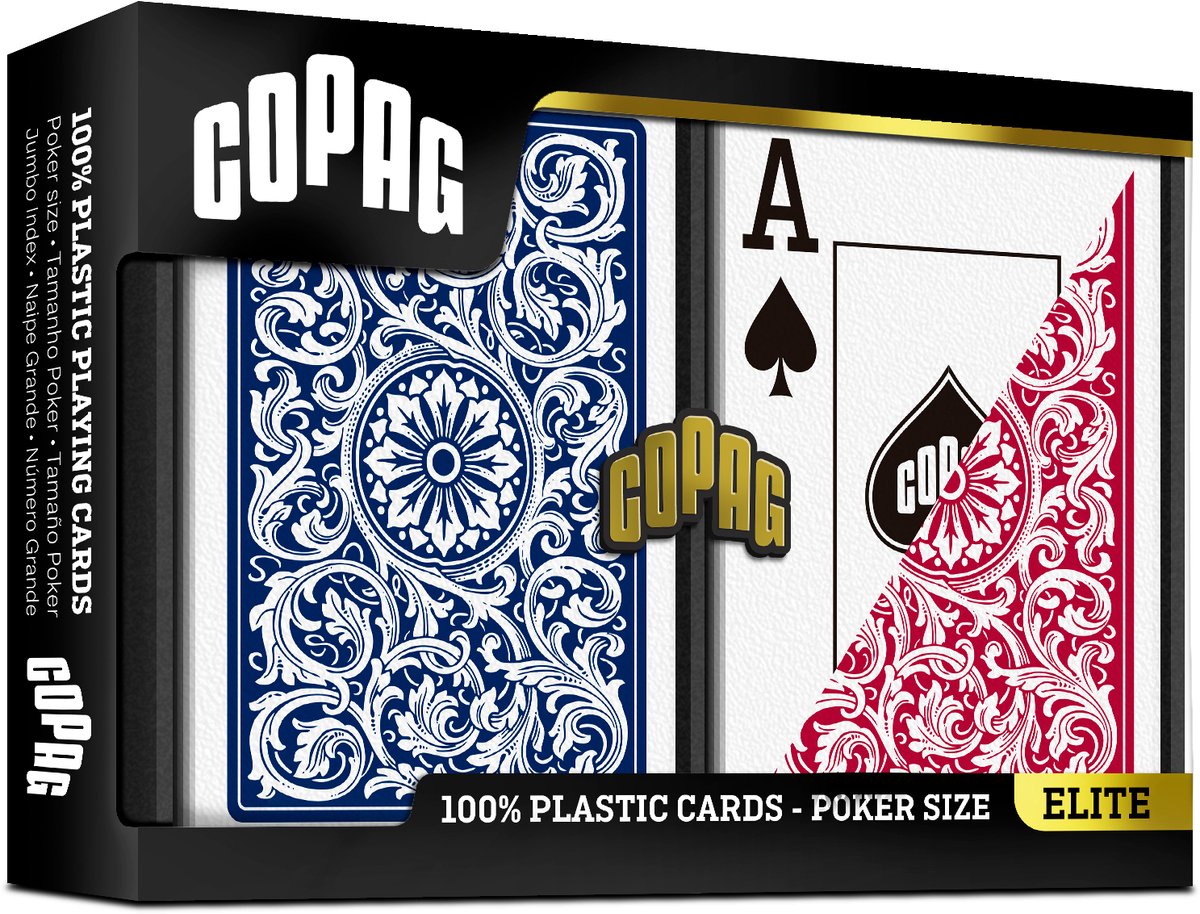 COPAG® Double Deck Red & Blue 1546 Jumbo Elite - Premium 100% Plastic Speelkaarten - Duurzaam - Poker