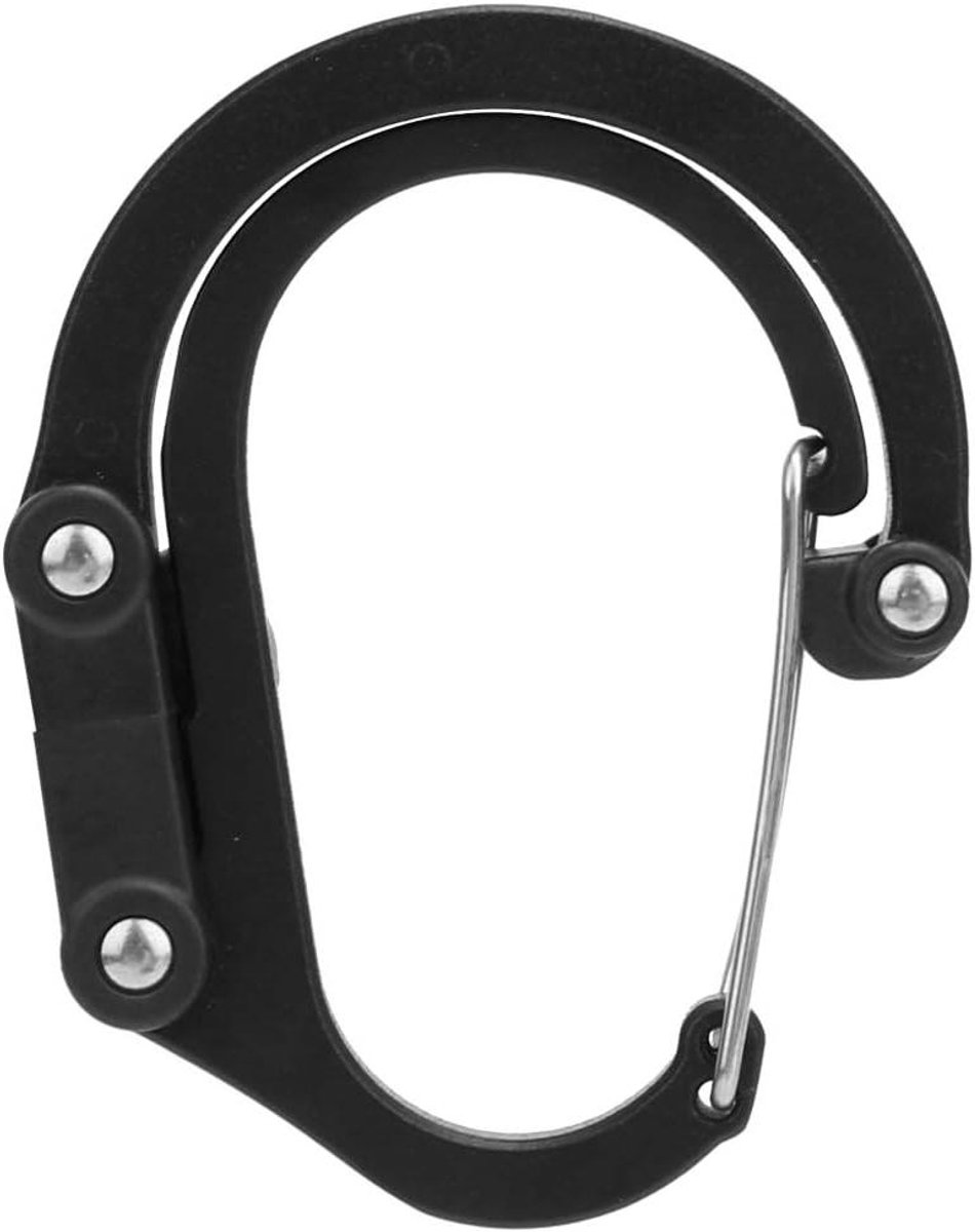 Karabijnhaak Aluminium - D-ring clip - Spullen ophangen - Compact en stevig - 8 x 7 cm - Zwart