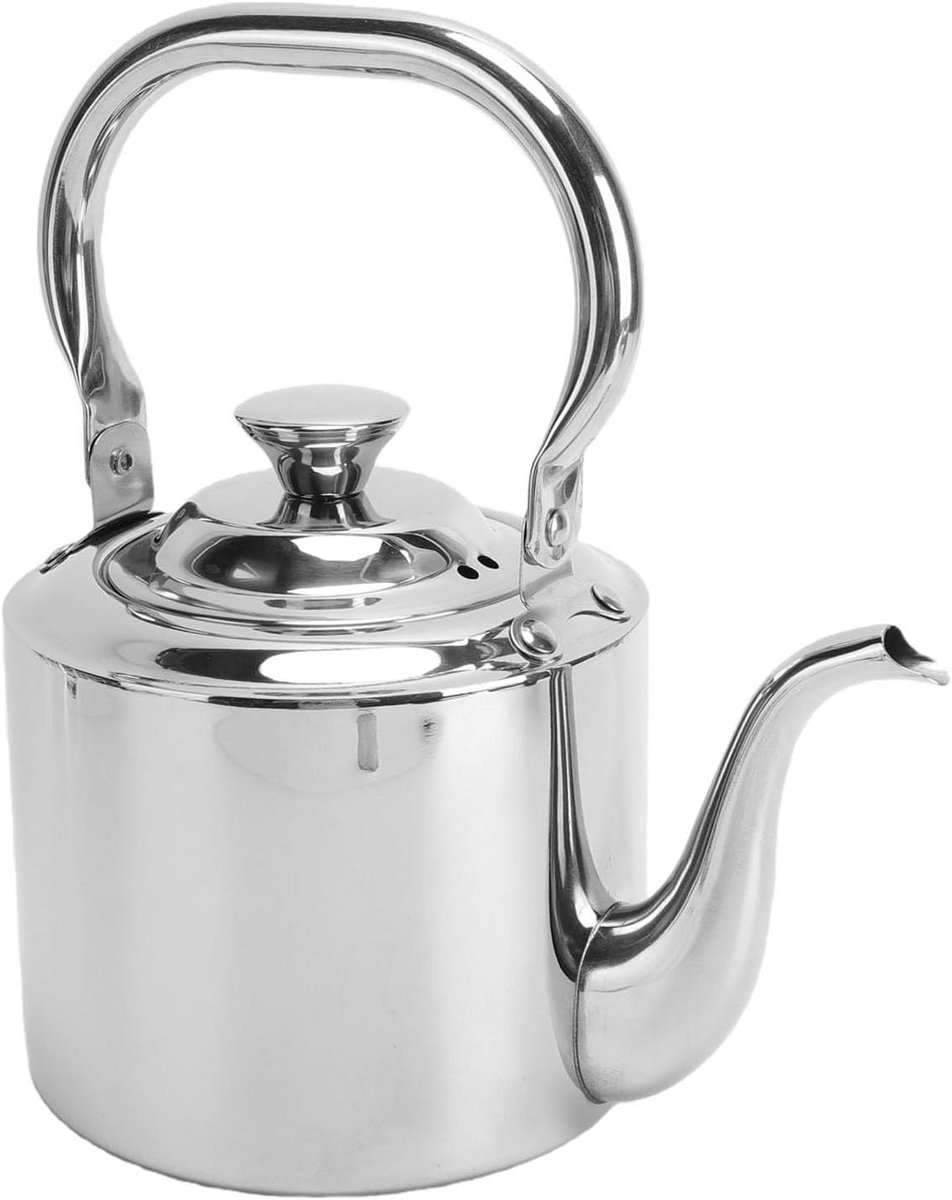 Theeketel Kookplaat - Waterketel Roestvrijstaal - Thee en Koffie Zetten - Verwijderbare Infuser - 2 Liter - Zilver