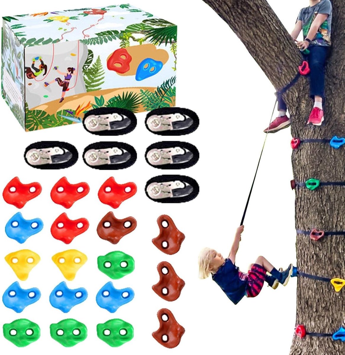 Klimgrepen Set - Klimstenen Muren - Buiten Spelen - Weerbestendig Vakmanschap - 18 Stuks - Veelkleurig