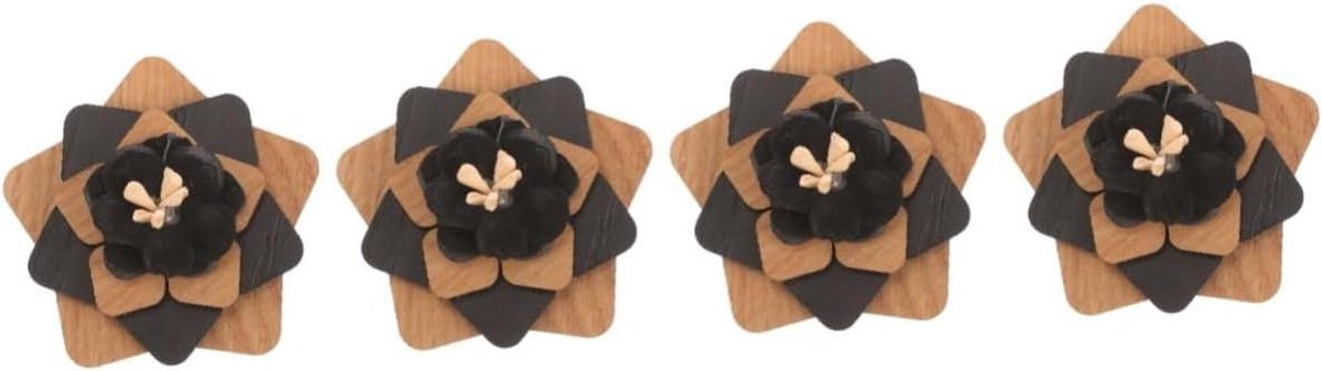 Houten Corsage Broche - Lapel Pin - Feestelijke Decoratie - Uniek Hout Design - 5x5x3cm - Natuurlijk Hout