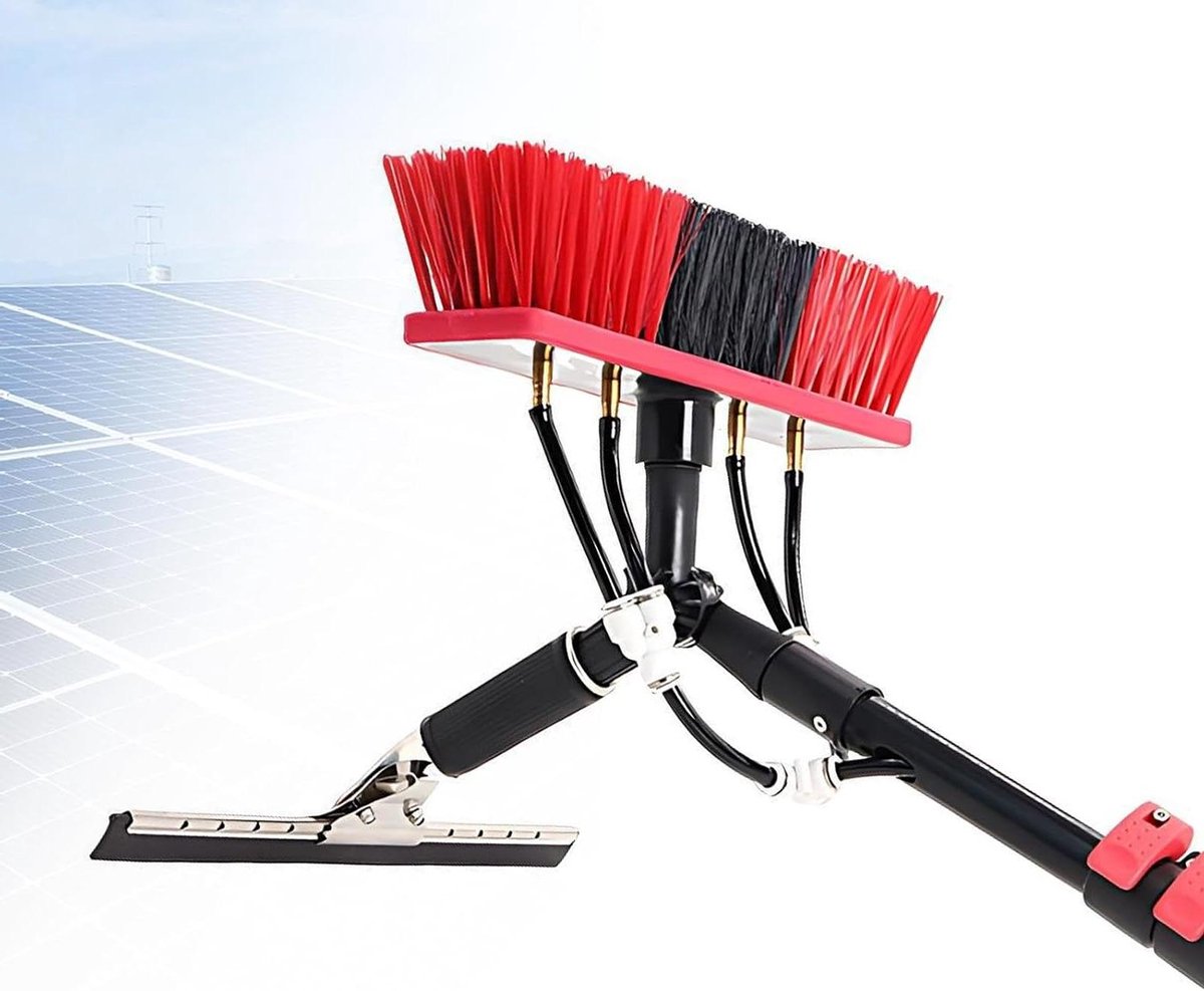 Telescoopborstel Zonnepanelen - Schoonmaaksteel Glas - Hoge Oppervlakken Reinigen - Ultralichte Carbon Fiber Steel - 9 Meter - Zwart