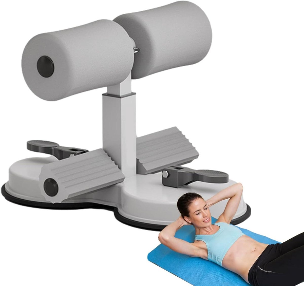 Sit-up Bar - Buikspier Trainer - Thuis Fitness - Dubbele Zuignappen - 1 Stuk - Zwart