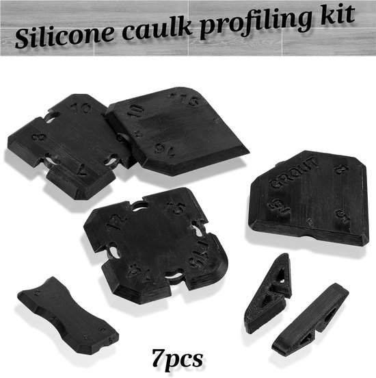 Afwerkspatels Siliconen - Kit gereedschap - Nette voegen maken - 5 Spatels 2 Geleiders - Verschillende vormen - Zwart — afbeelding 5
