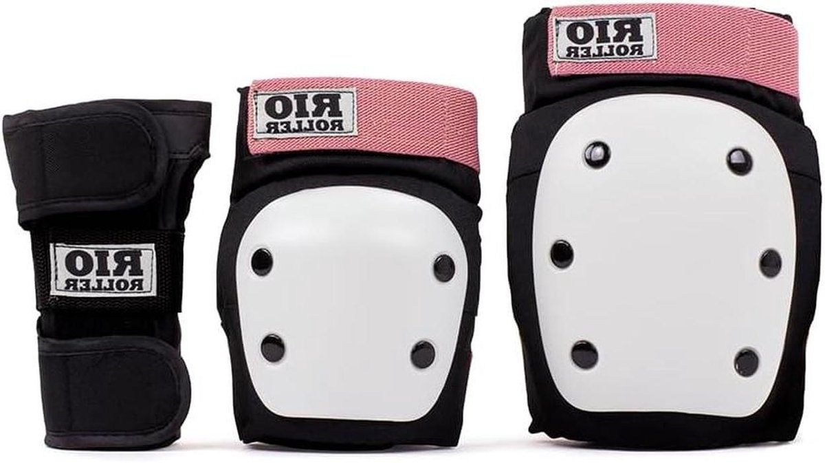 Beschermingsset - Pads set - Veilig skateboarden - Individuele pasvorm - Drievoudige pads - Zwart roze