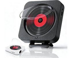 Draagbare CD-speler met Bluetooth, HiFi Luidspreker, Wandmontage, USB/AUX Muziekspeler, zwart