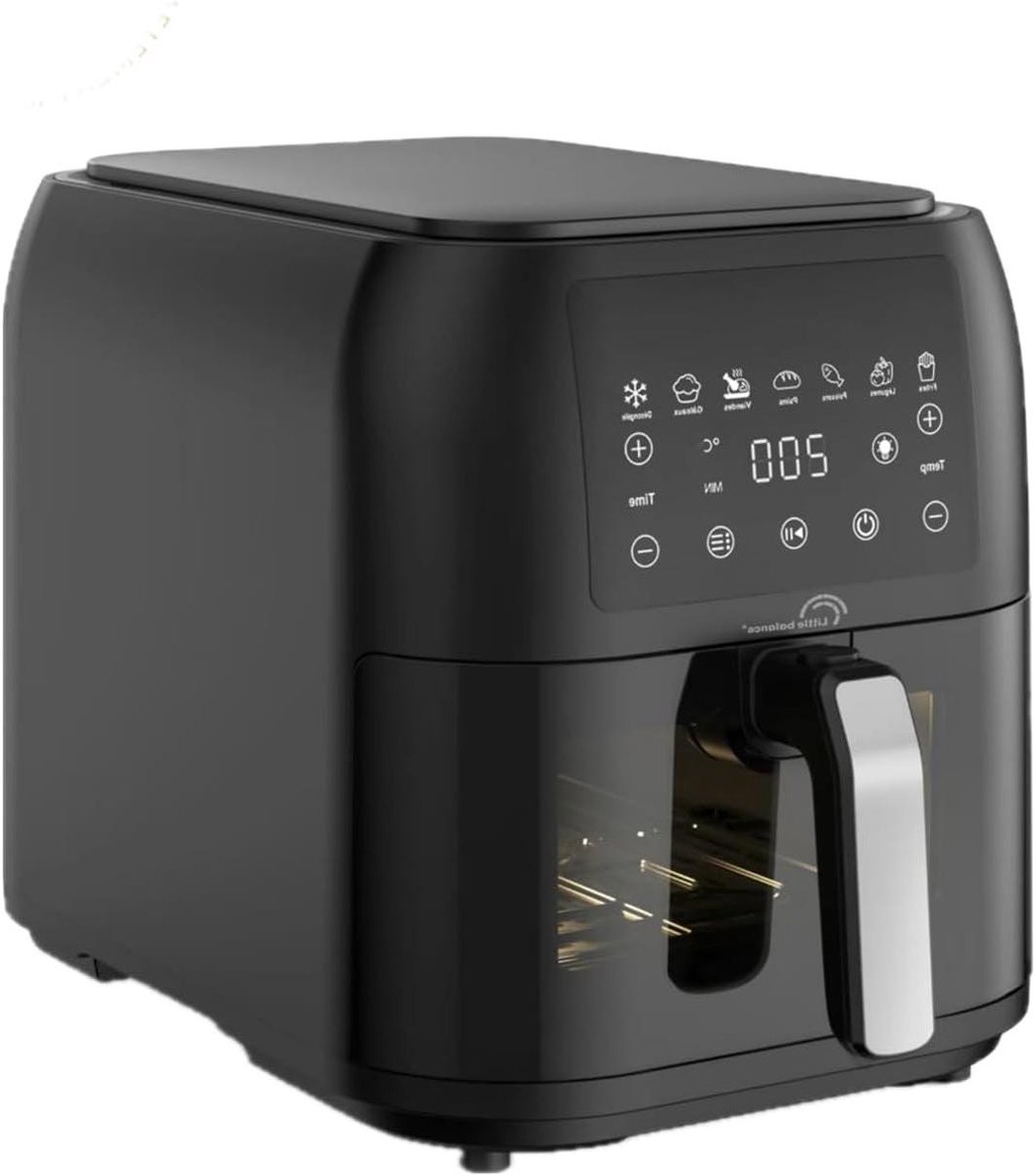 Heteluchtfriteuse - Airfryer - Gezond Koken - PFAS Vrij - 8 Liter - Zwart