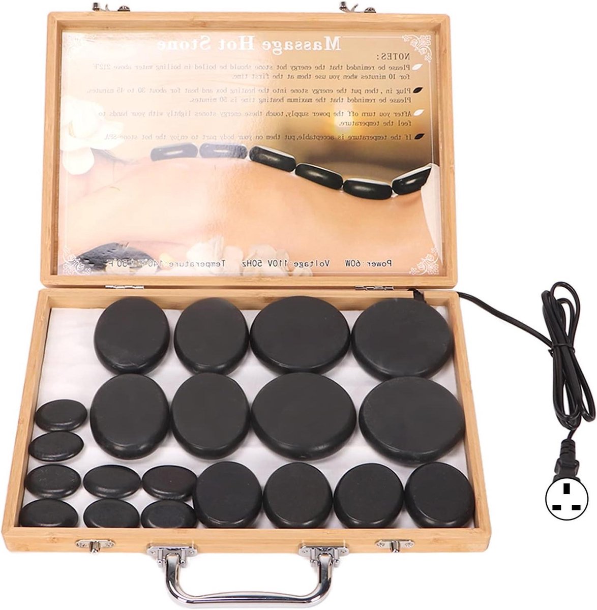 Hot Stones Set - Massage Stenen - Spierontspanning Bevorderen - Snel Opwarmend - 20 Stuks - Zwart