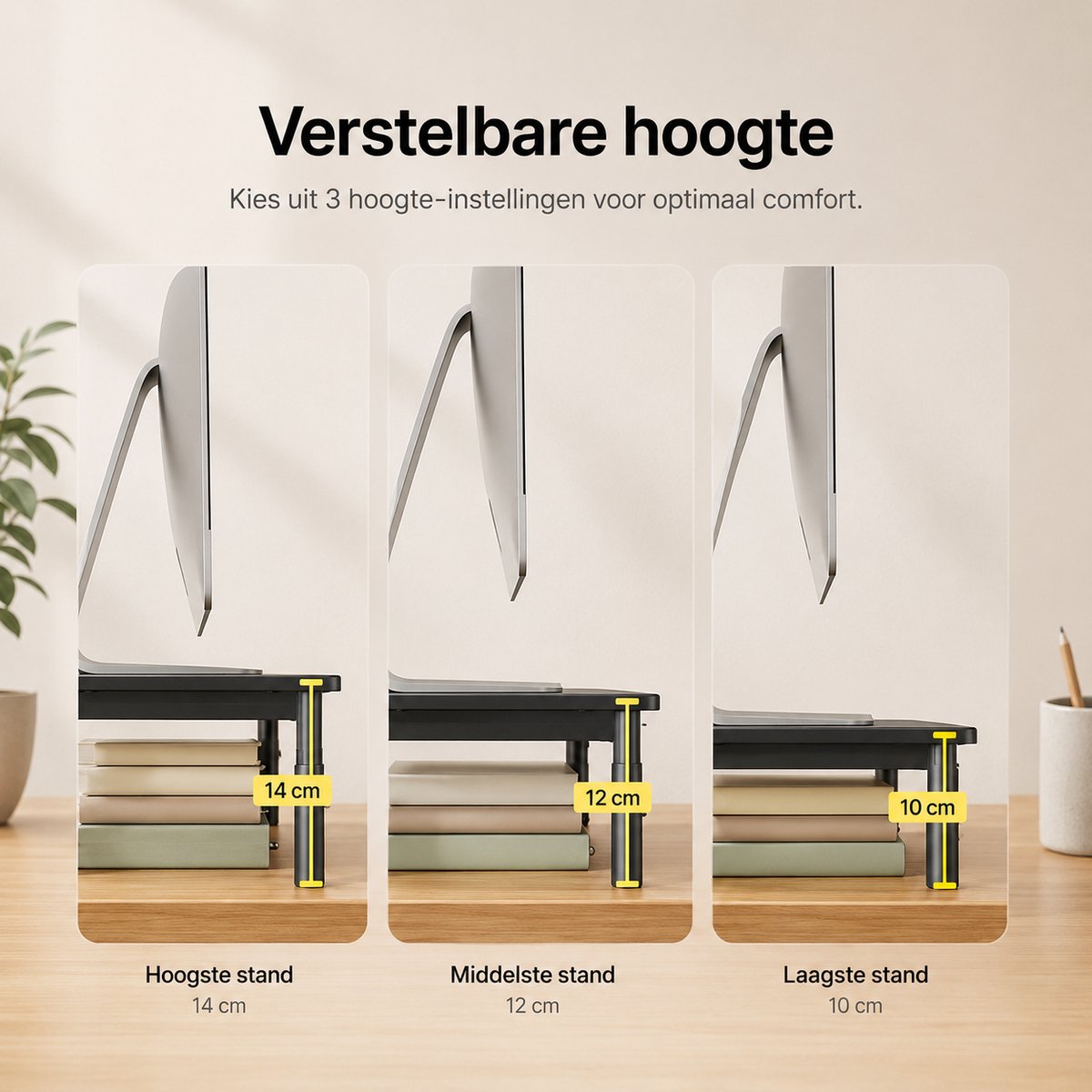 Sounix Monitor Standaard Verstelbaar - Voor Monitor tot 32"/20kg - Monitorverhoger voor Computer Beeldscherm of Printer - Zwart — afbeelding 3