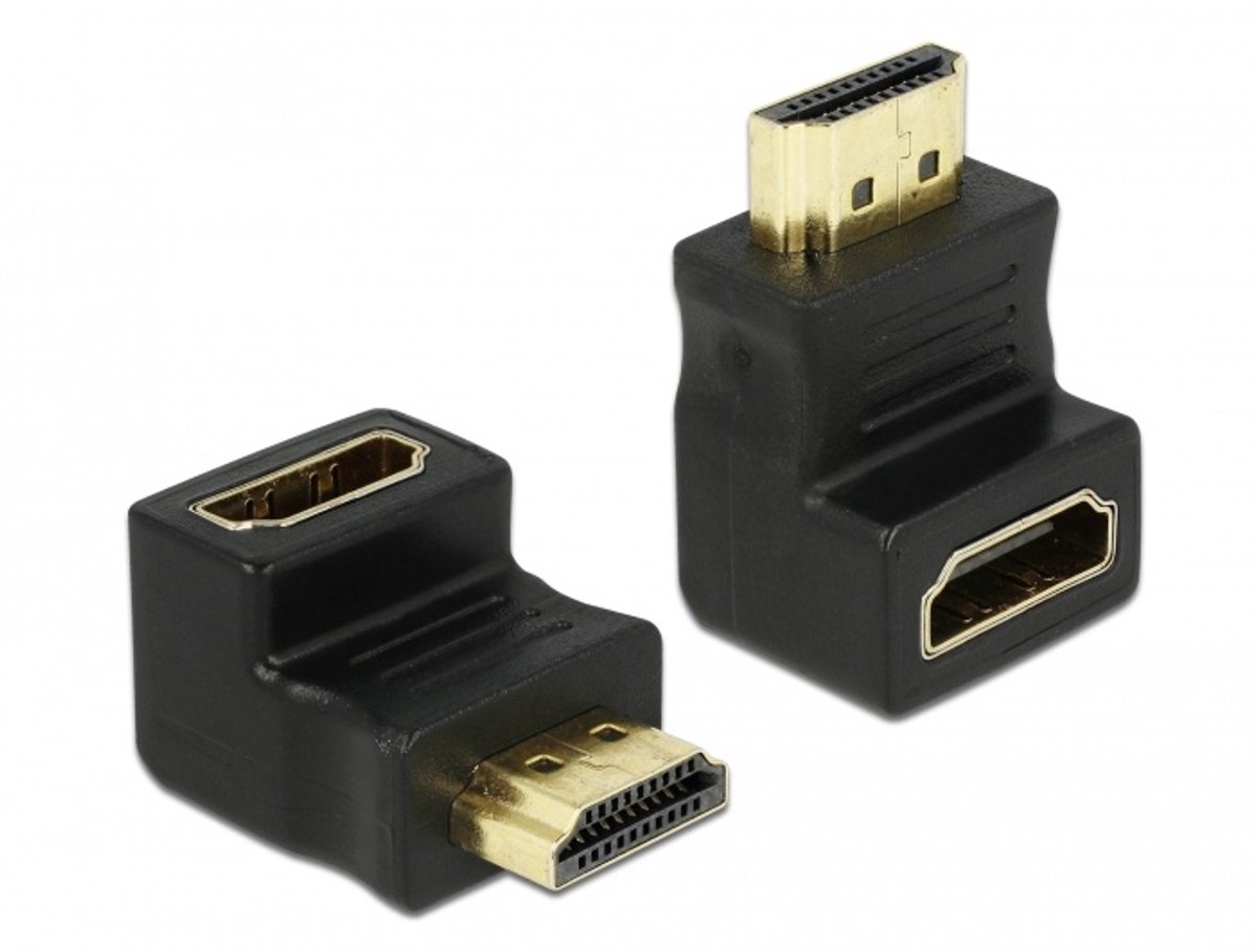 DeLOCK HDMI-14A (65071), HDMI male - HDMI female 90° down HDMI 1.3 Zwart