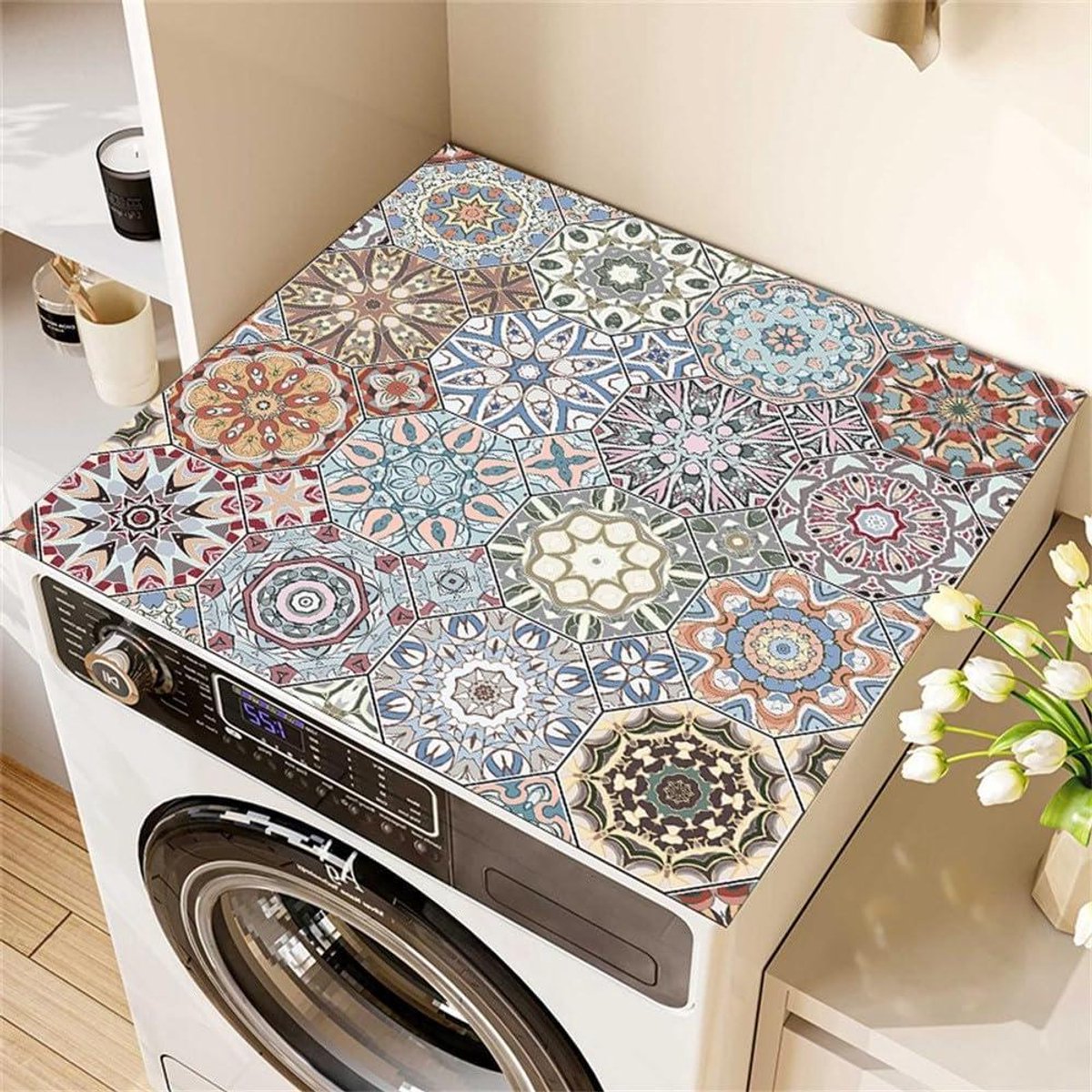 Beschermmat Wasmachine - Drogerhoes - Apparaten Beschermen - Absorberend Sneldrogend - 50 x 50 cm - Veelkleurig