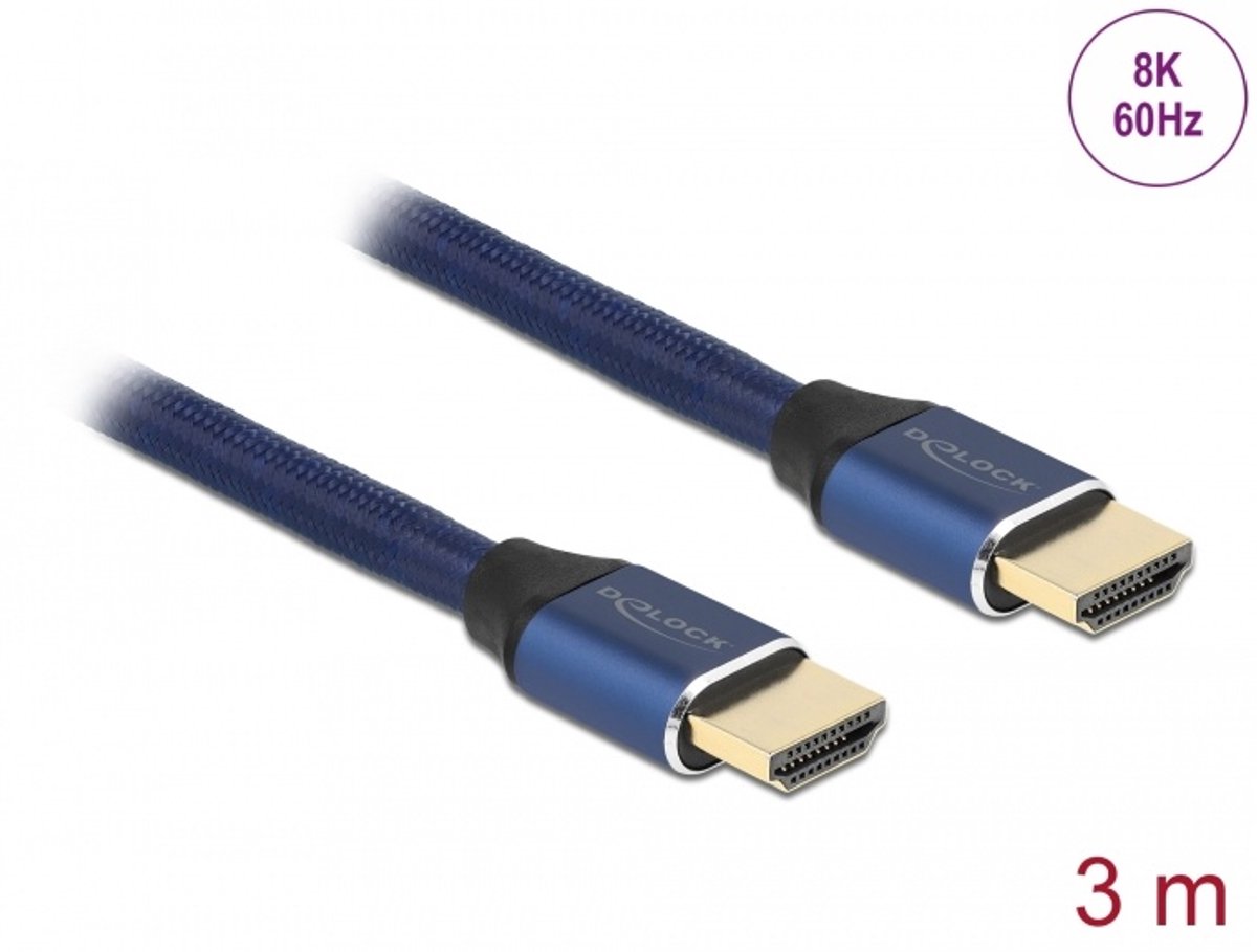 Ultra High Speed HDMI -kabel 48 Gbps 8k 60 Hz Blue 3 M gecertificeerd