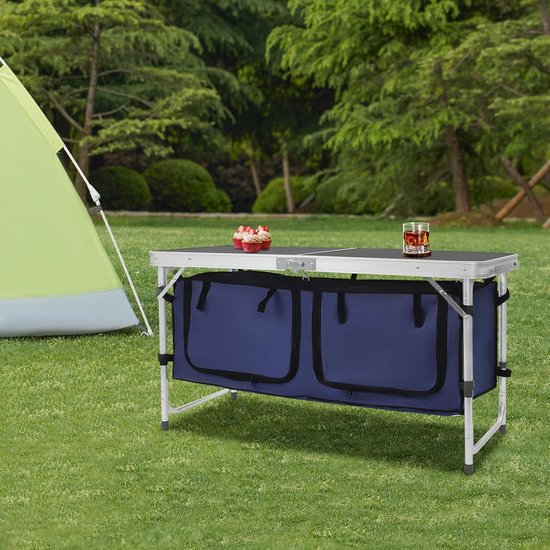 Inklapbare campingtafel - Buiten tafel - Picknicken en kamperen - In hoogte verstelbaar - 120 x 47 cm - Zwart — afbeelding 3