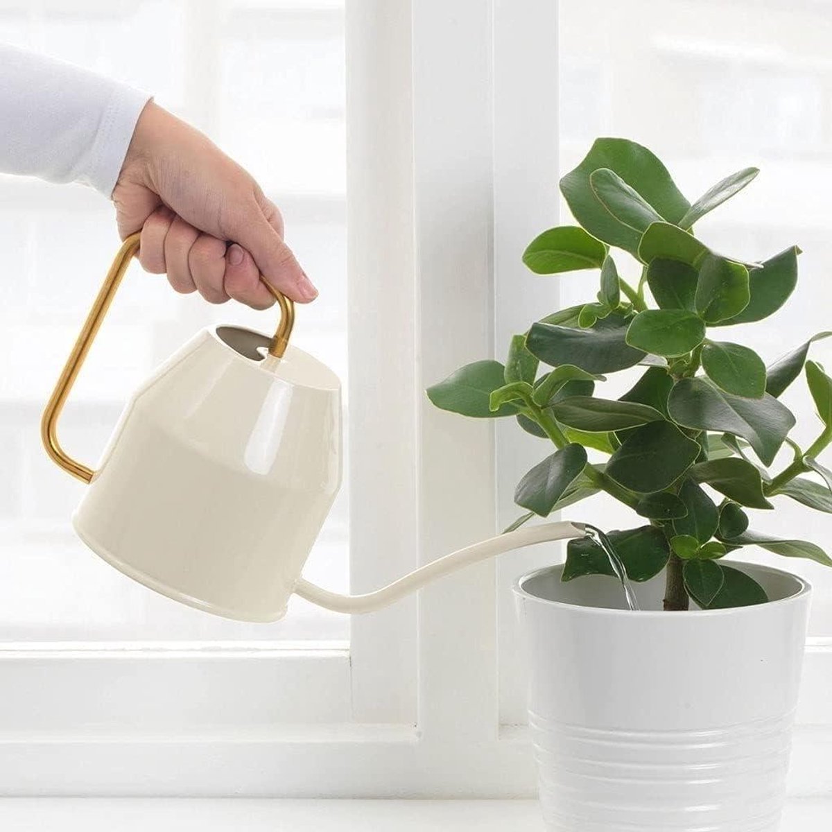 Gieter met tuit - Planten watergever - Planten verzorgen - Duurzaam metaal - 1.8 Liter - Gebroken wit