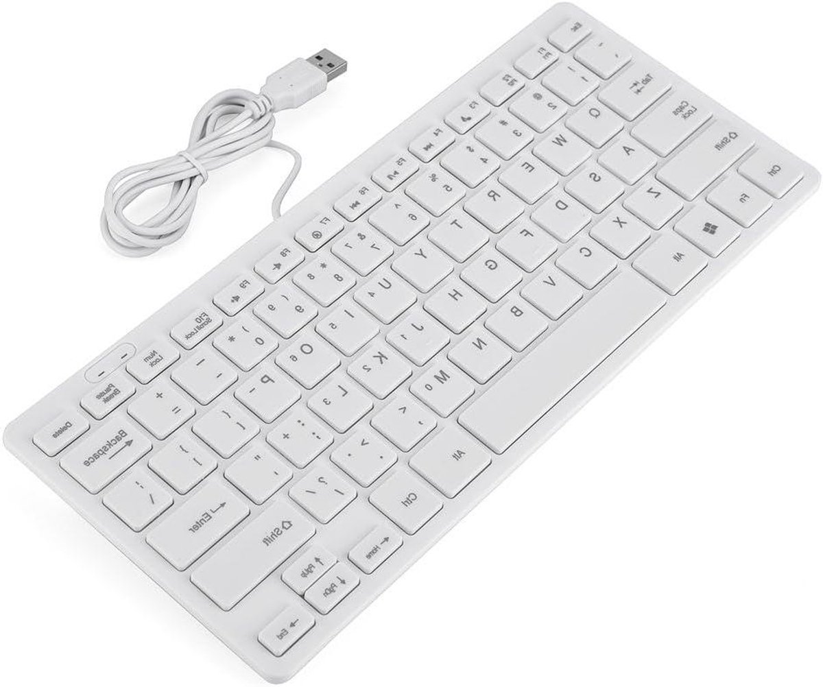 Computertoetsenbord, 78-toetsen Mini Ultradun Toetsenbord met USB-interface, Zwart/wit USB Bedraad Toetsenbord Geschikt voor Notebook/desktop(wit)
