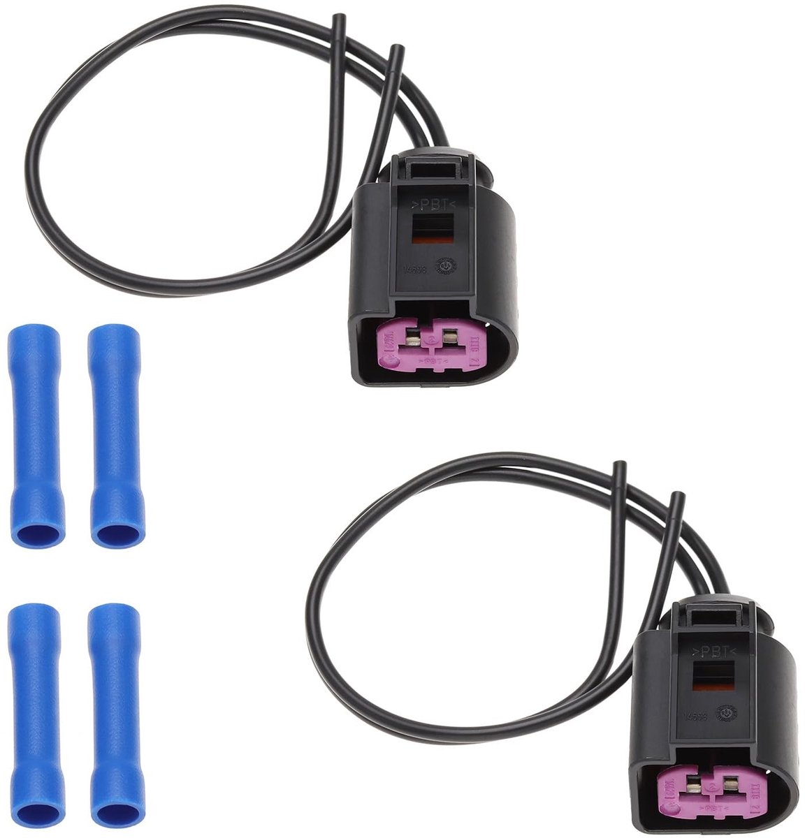 ONF3 - Auto Generator Plug Kabelboom - 2 Stks - Duurzaam - 20cm - 2 Pin Dynamo Connector - Compatibel met Audi en VW - Inclusief Krimpbuizen