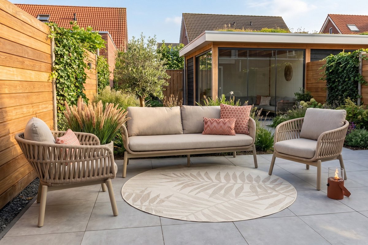 Romeo rope stoel-bank loungeset - Latte