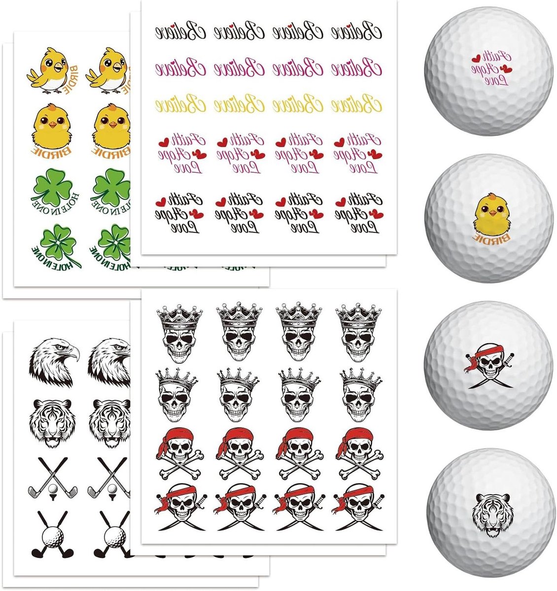 Golfbal Markers - Golfbal Stickers - Golfbal Identificeren - Creatieve Ontwerpen - 128 Stuks - Multicolor